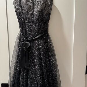 NWT BCBG Black Strapless Party Dress with Silver Accents